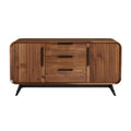 Modern houten dressoir met louvredeuren en minimalistische handgrepen