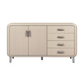 Eenvoudige Beige Kast met Gladde Deuren en Lades