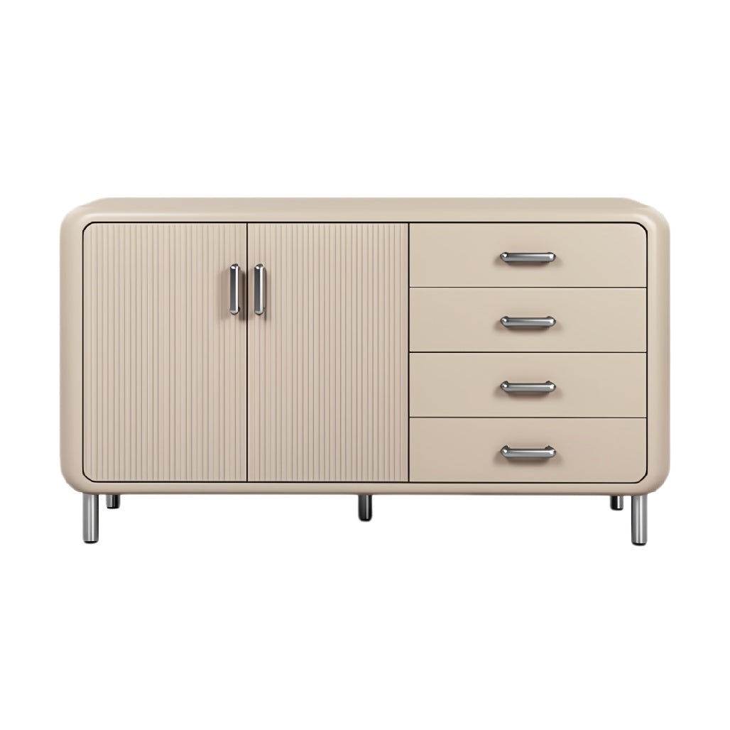 Eenvoudige Beige Kast met Gladde Deuren en Lades