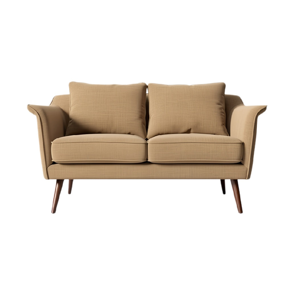 Moderne beige bank met houten poten voor woonkamer