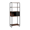 Moderne open boekenkast met metalen frame en houten planken