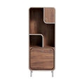 Elegante houten kast met open en gesloten opslagsystemen