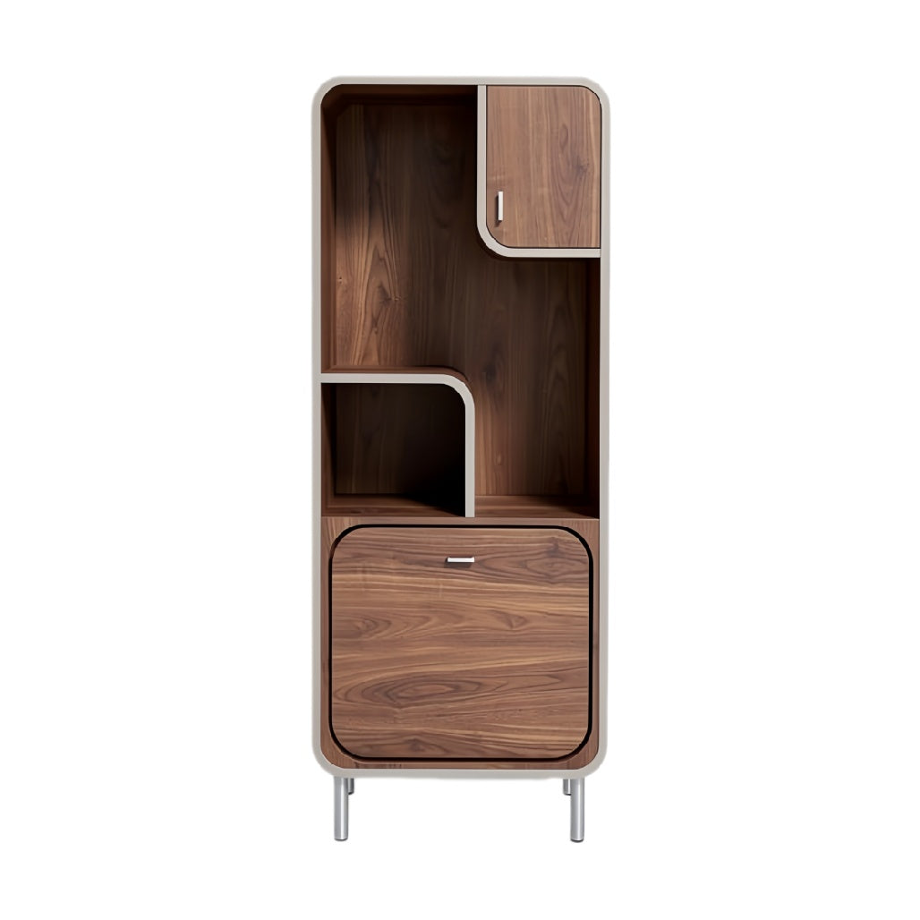 Elegante houten kast met open en gesloten opslagsystemen